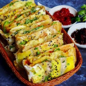 Chinese crepes with some sauces