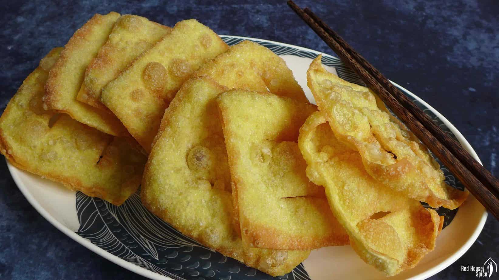 Fried wonton wrappers for Jian Bing