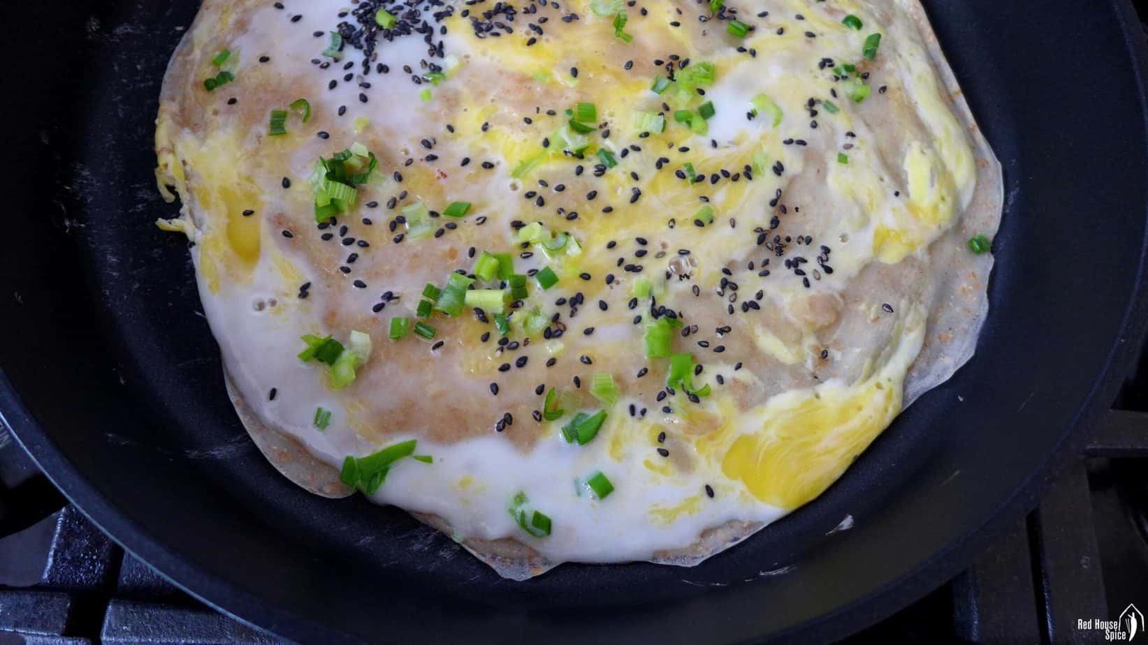 A crepe in a pan