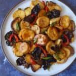 King oyster mushrooms fried with wood ear mushroom