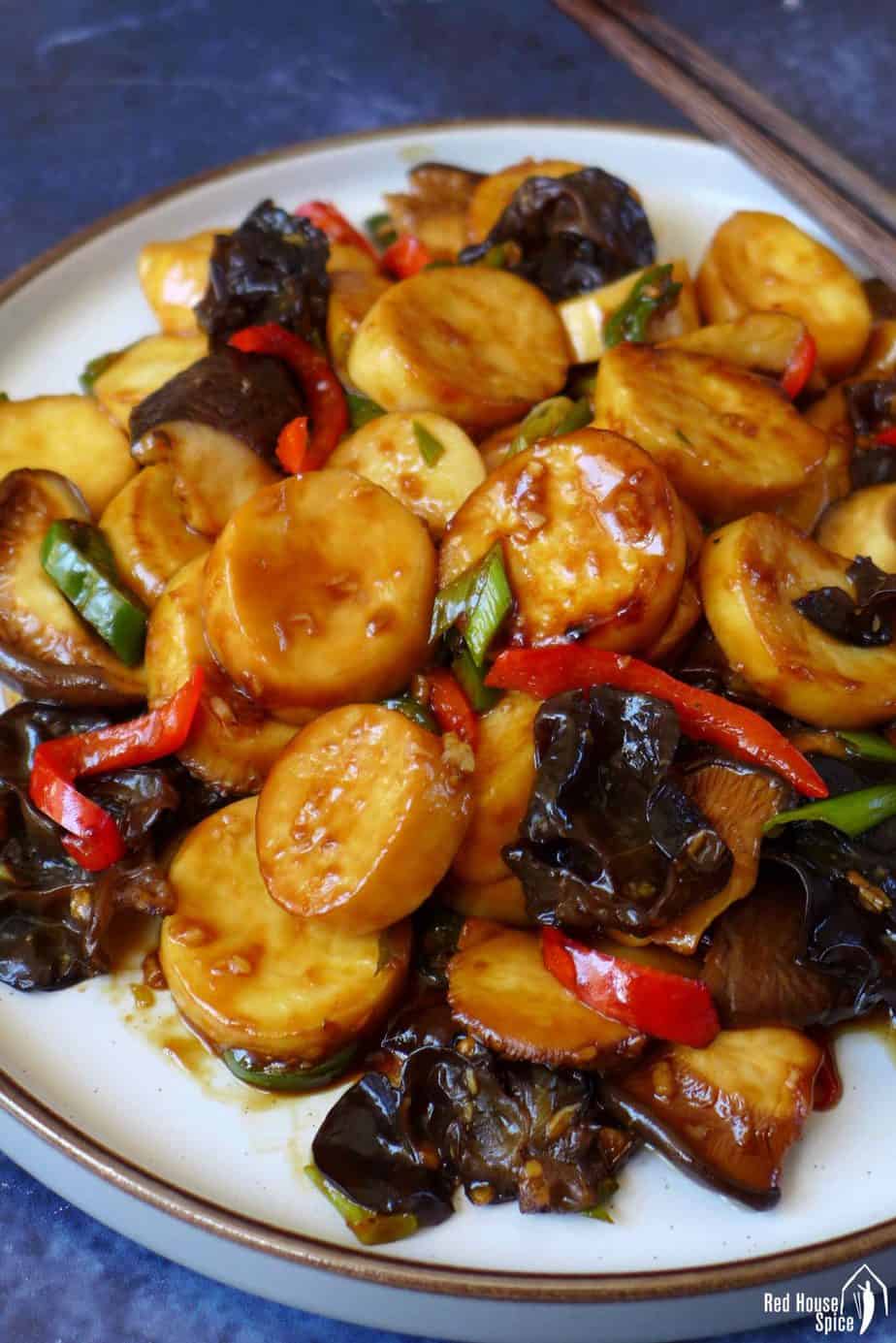 King oyster mushroom stir-fry with garlic sauce
