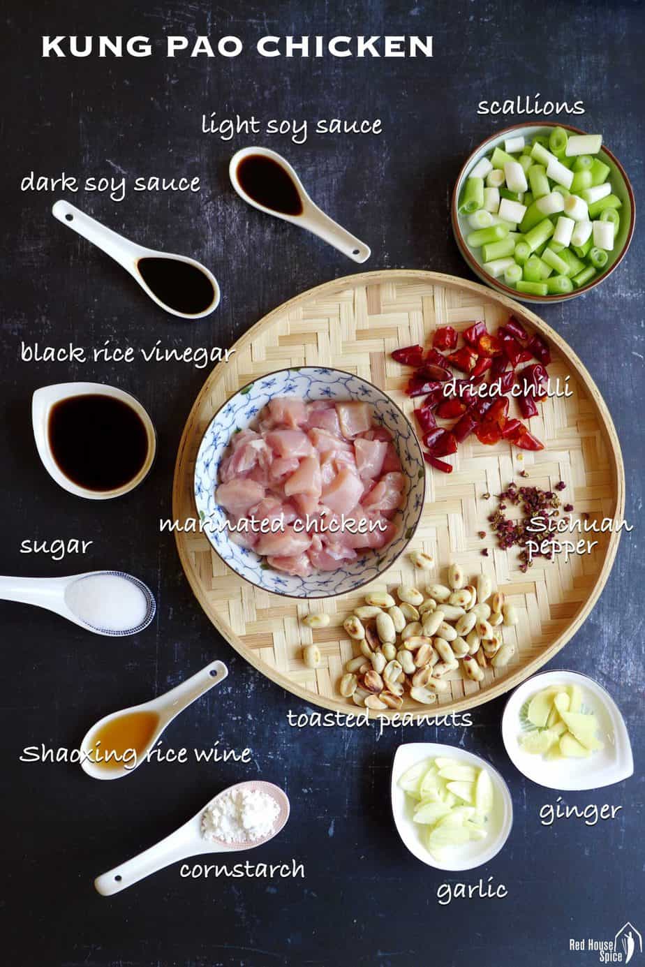 chicken pieces with spices and condiments