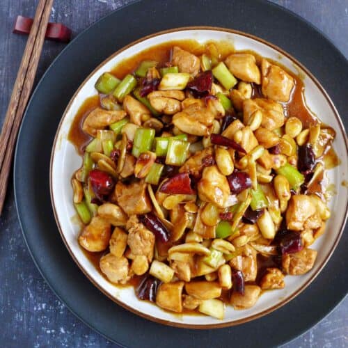 A plate of Kung Pao Chicken