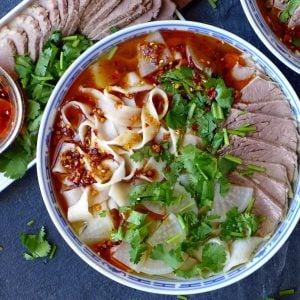 A bowl of Lanzhou beef noodle soup