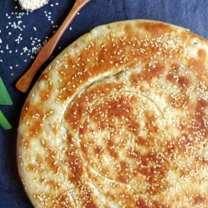 leavened scallion flatbread baked in a pan