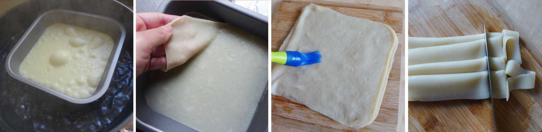 Step by step photos how to steam Liang Pi, cold skin noodles.