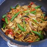 chinese Lo Mein in a wok.
