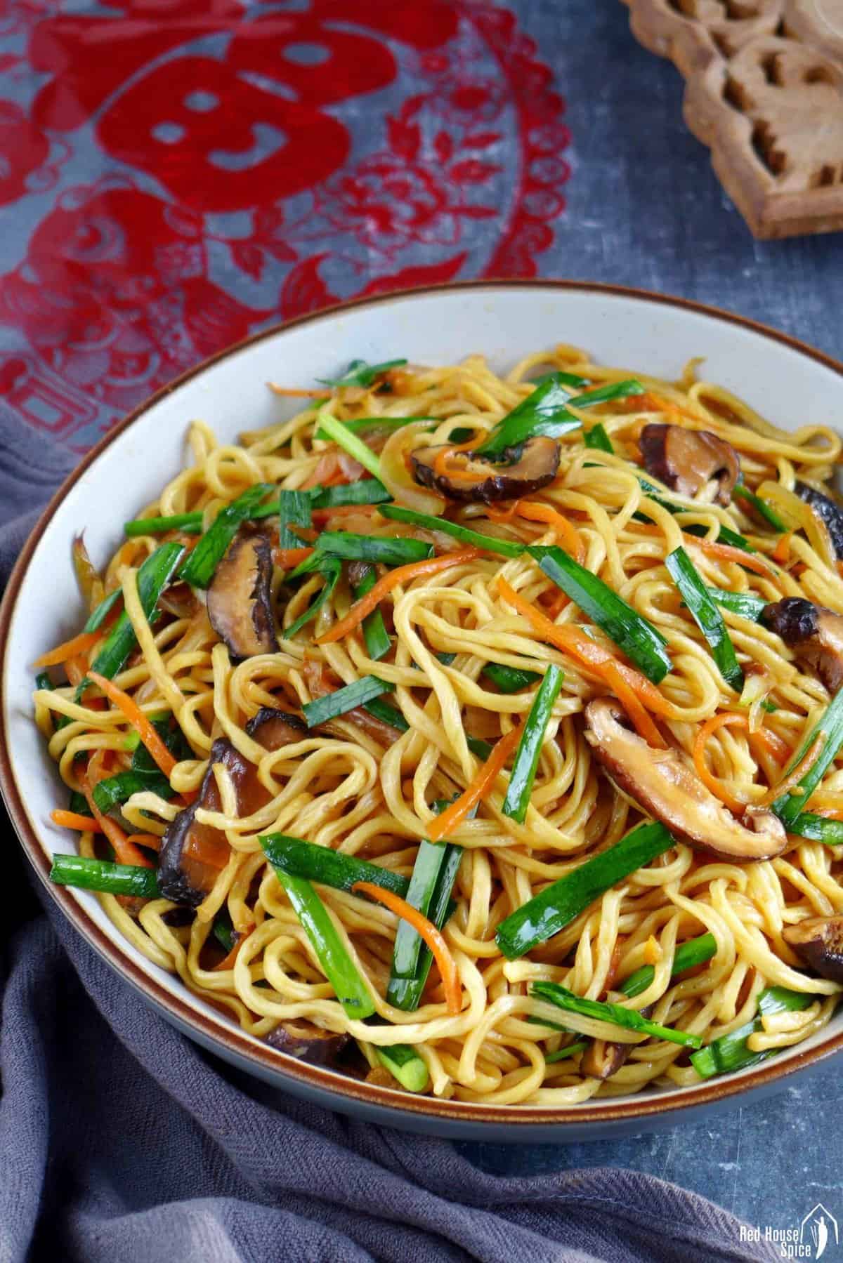 a plate of longevity noodles.