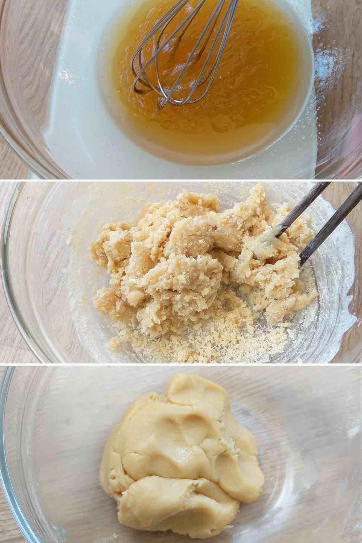 Making mooncake dough.