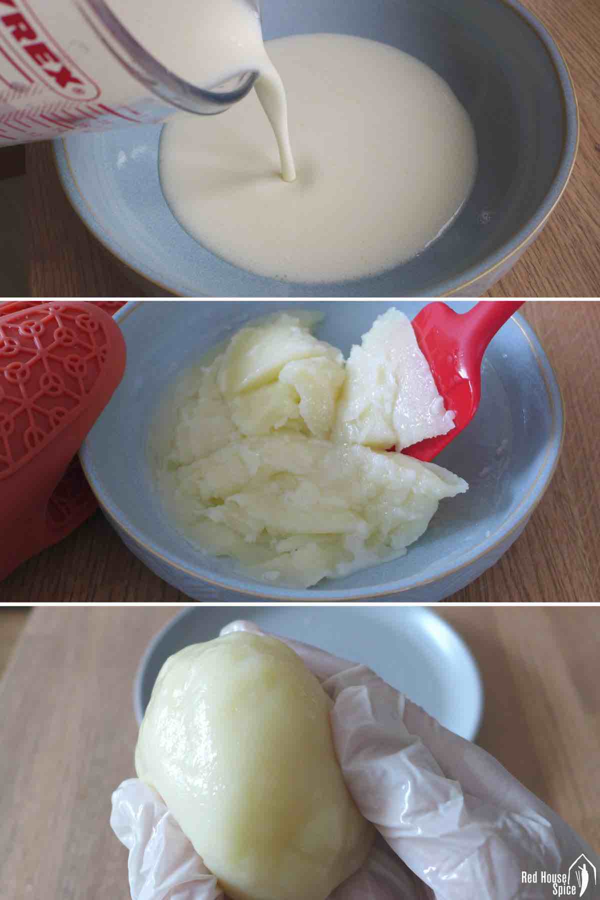 cooking snow skin mooncake skin.