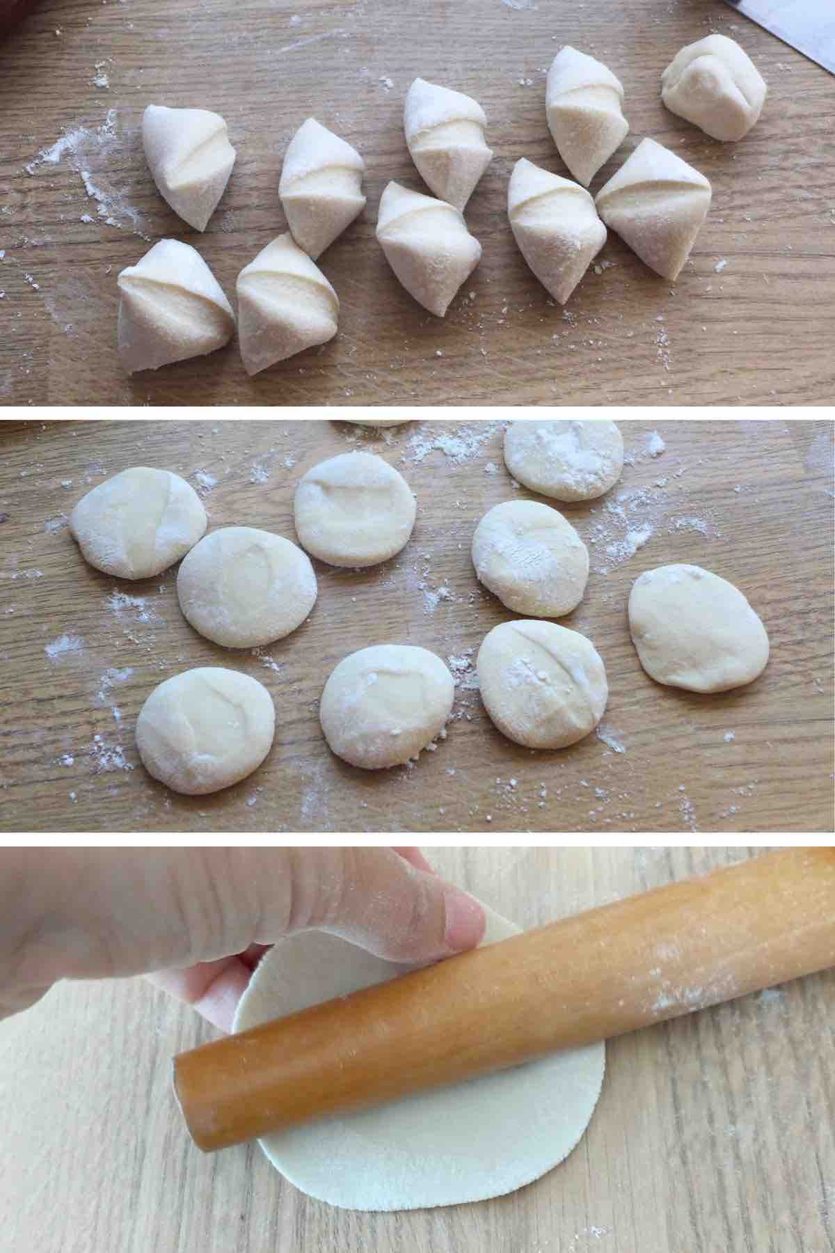 cutting dough and rolling wrappers.
