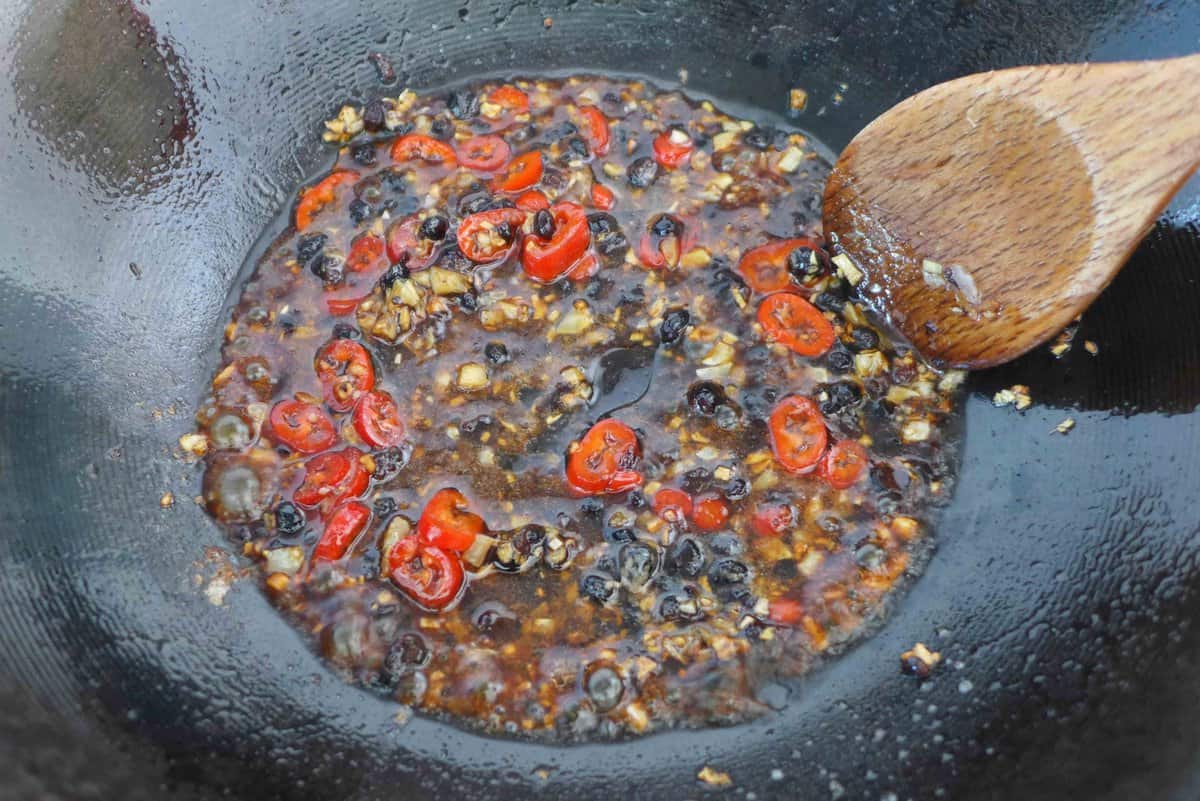 making the sauce for marinating ribs.
