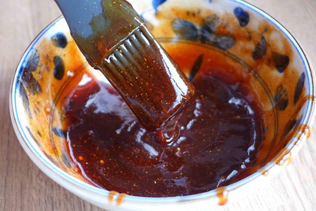 mixing the marinade for Chinese BBQ ribs.