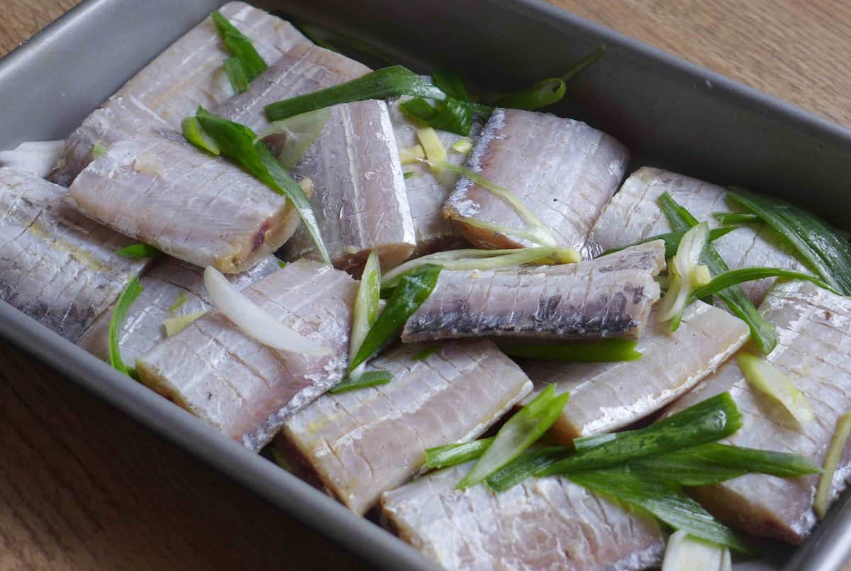 marinating belt fish.