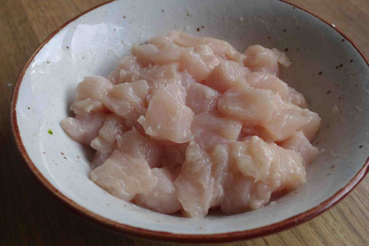marinated chicken pieces.