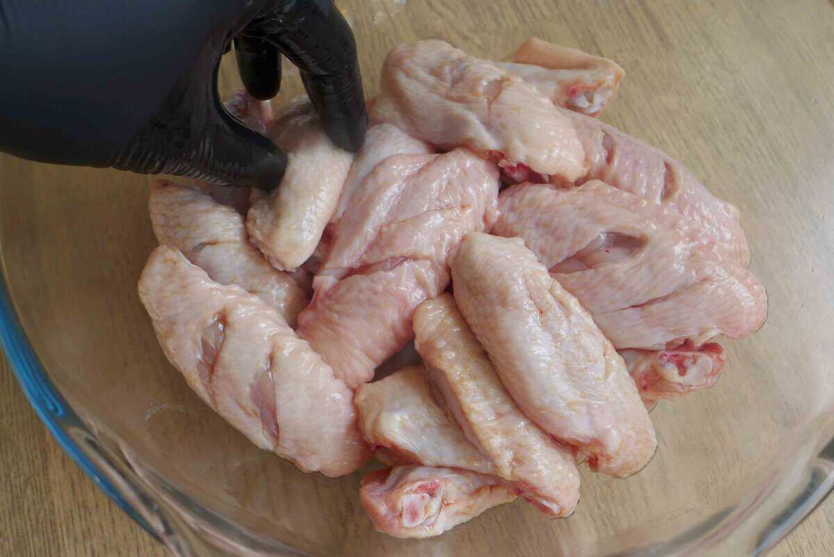marinating chicken wings.