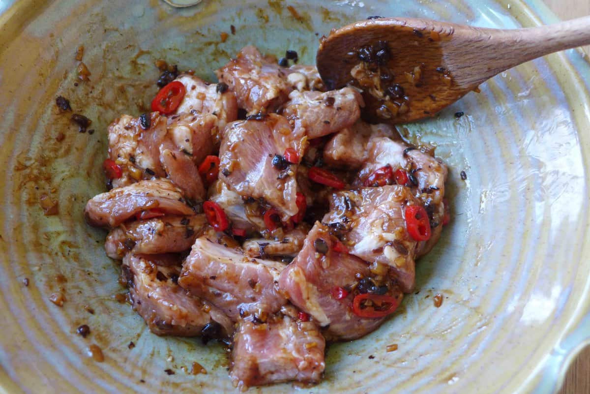 marinating ribs with a fermented black bean based sauce.