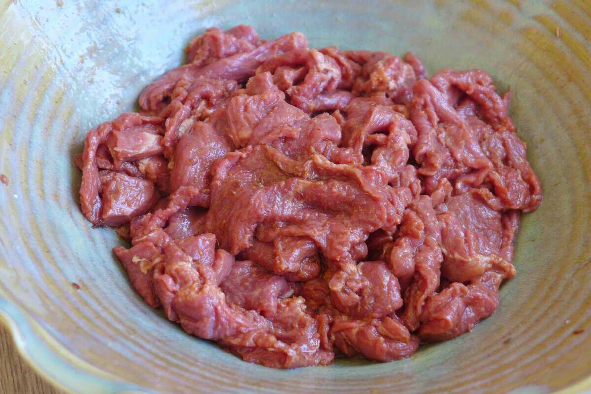 marinating beef.