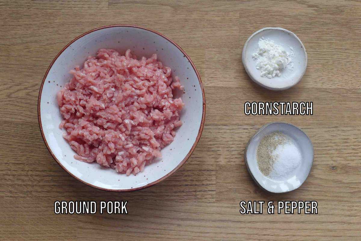 ground pork, cornstarch, salt, and pepper.
