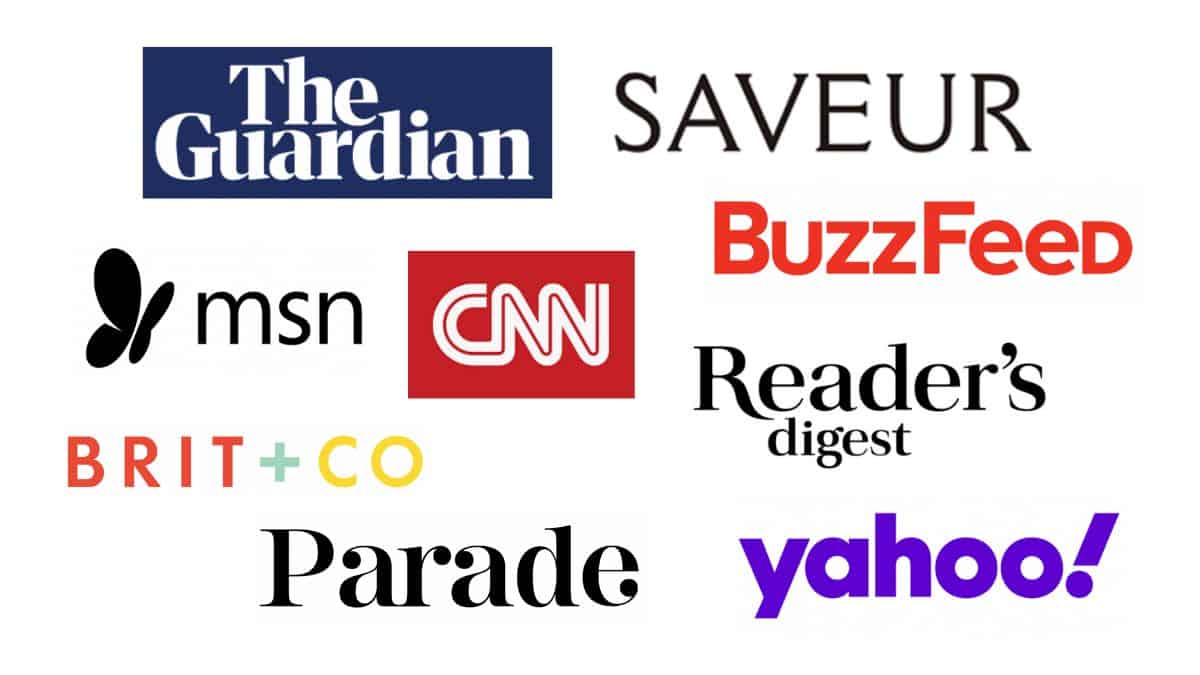 A collage of media companies's logos.