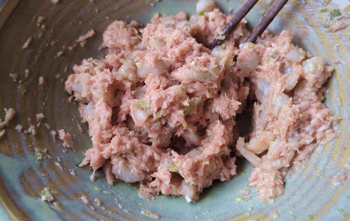 mixed pork and shrimp filling.