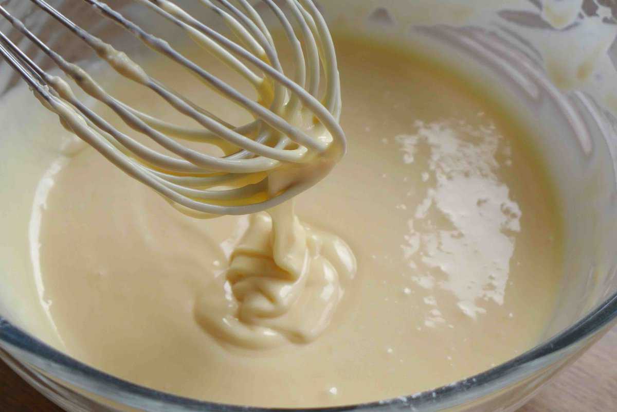 mixing cake batter.