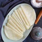 Peking duck pancakes folded in halves