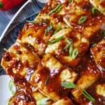Pan fried tofu with garlic sauce