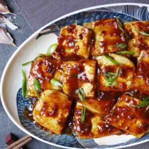 Pan fried tofu with garlic sauce