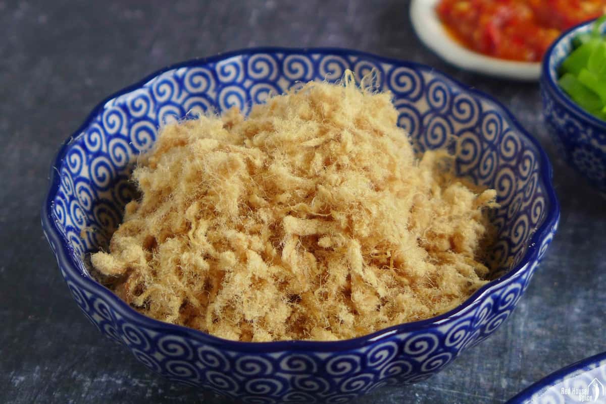 Pork floss in a bowl.