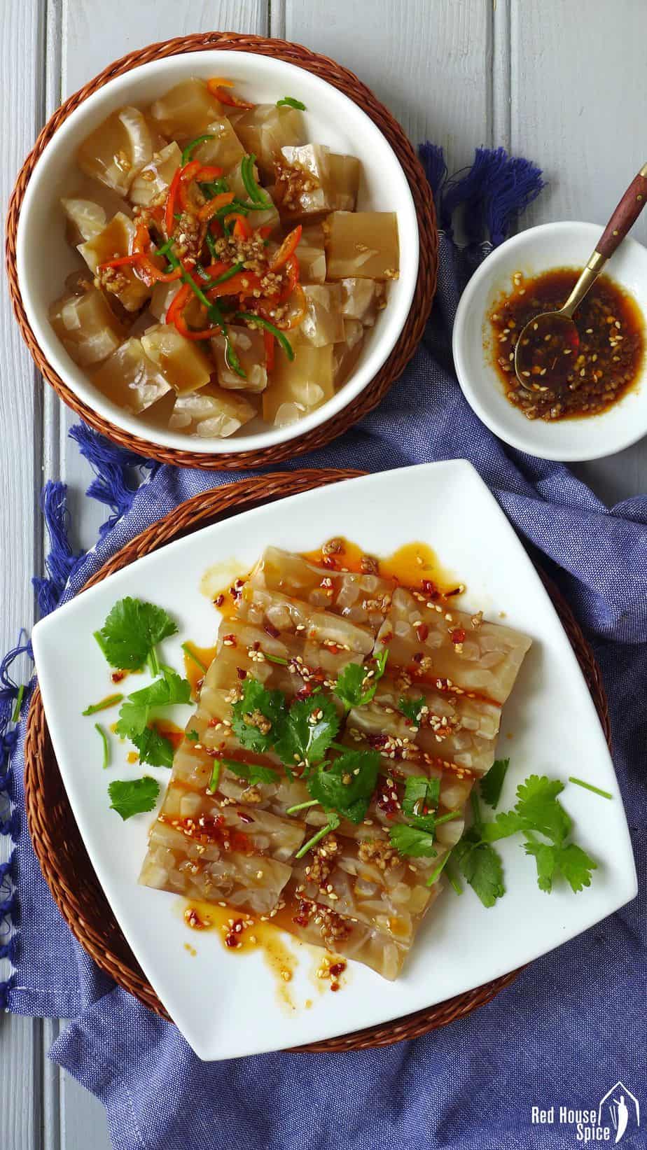 A plate of Chinese pork rind jelly