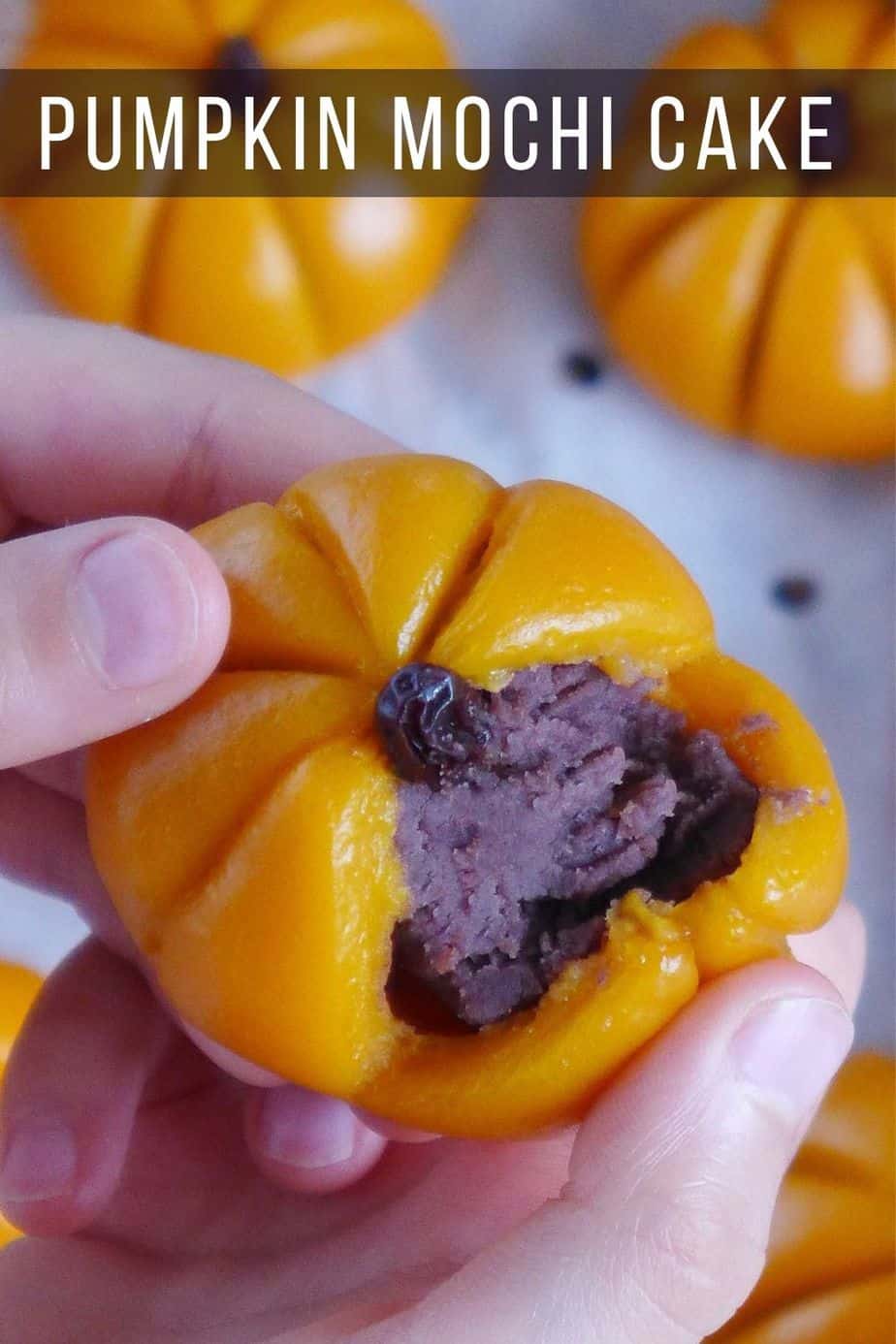 a pumpkin shaped mochi cake