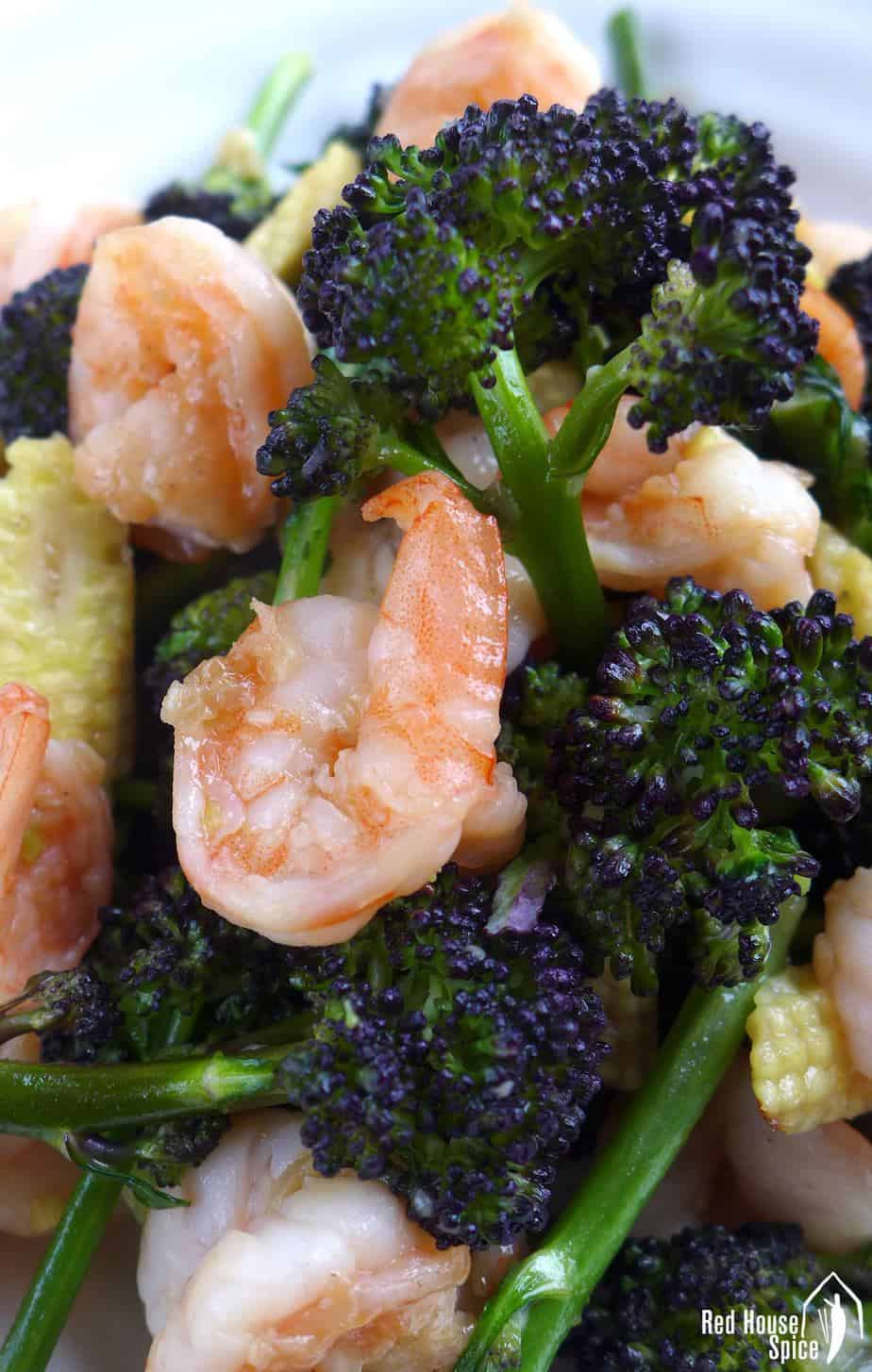 Fresh, crunchy, healthy and very easy to cook, purple sprouting broccoli and prawn stir-fry is a great seasonal dish to try.