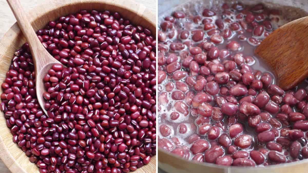 raw and cooked red beans