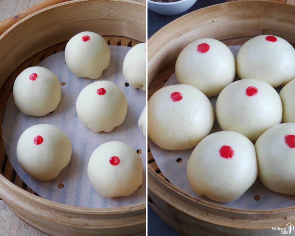 buns before and after steaming