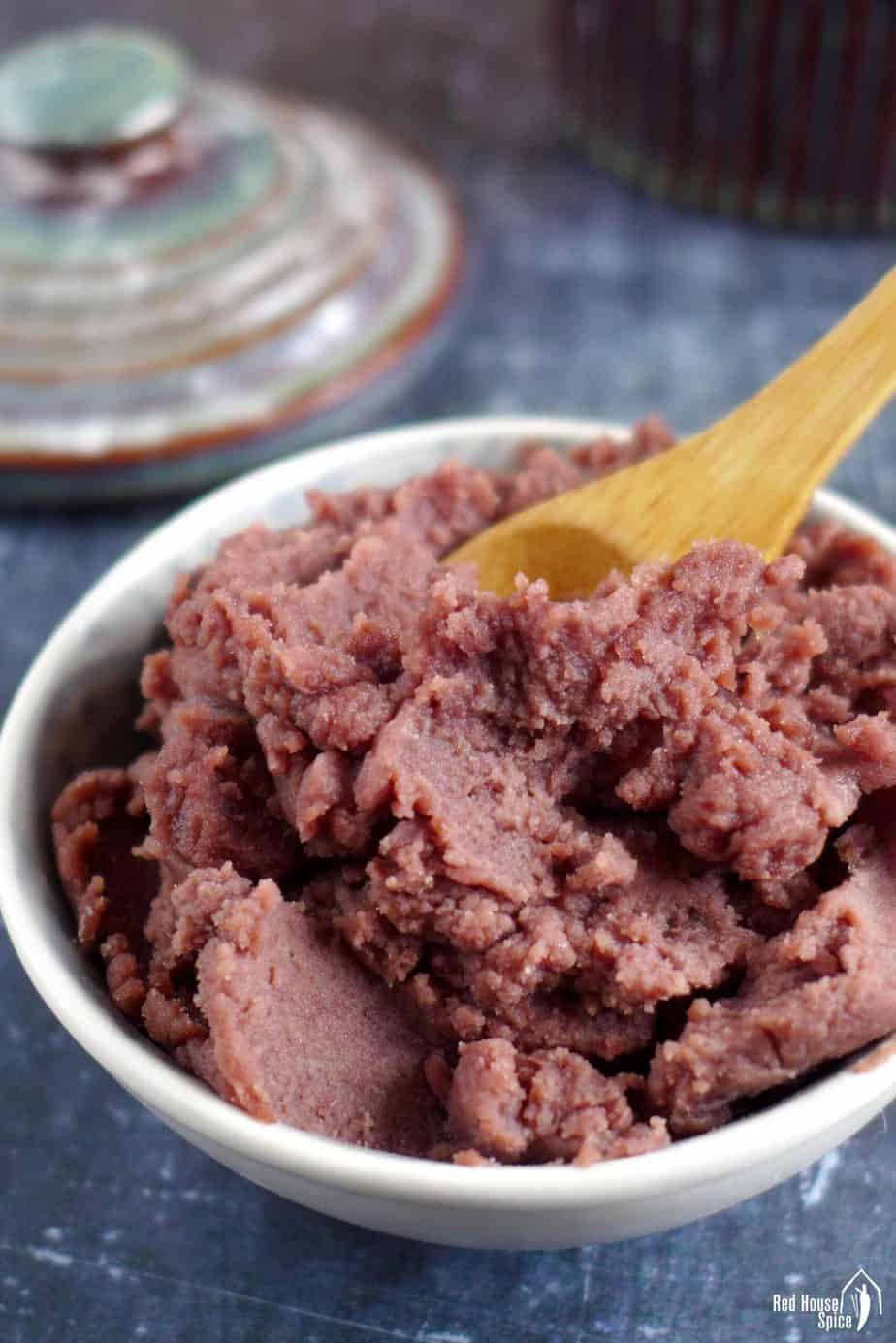 Red bean paste in a bowl