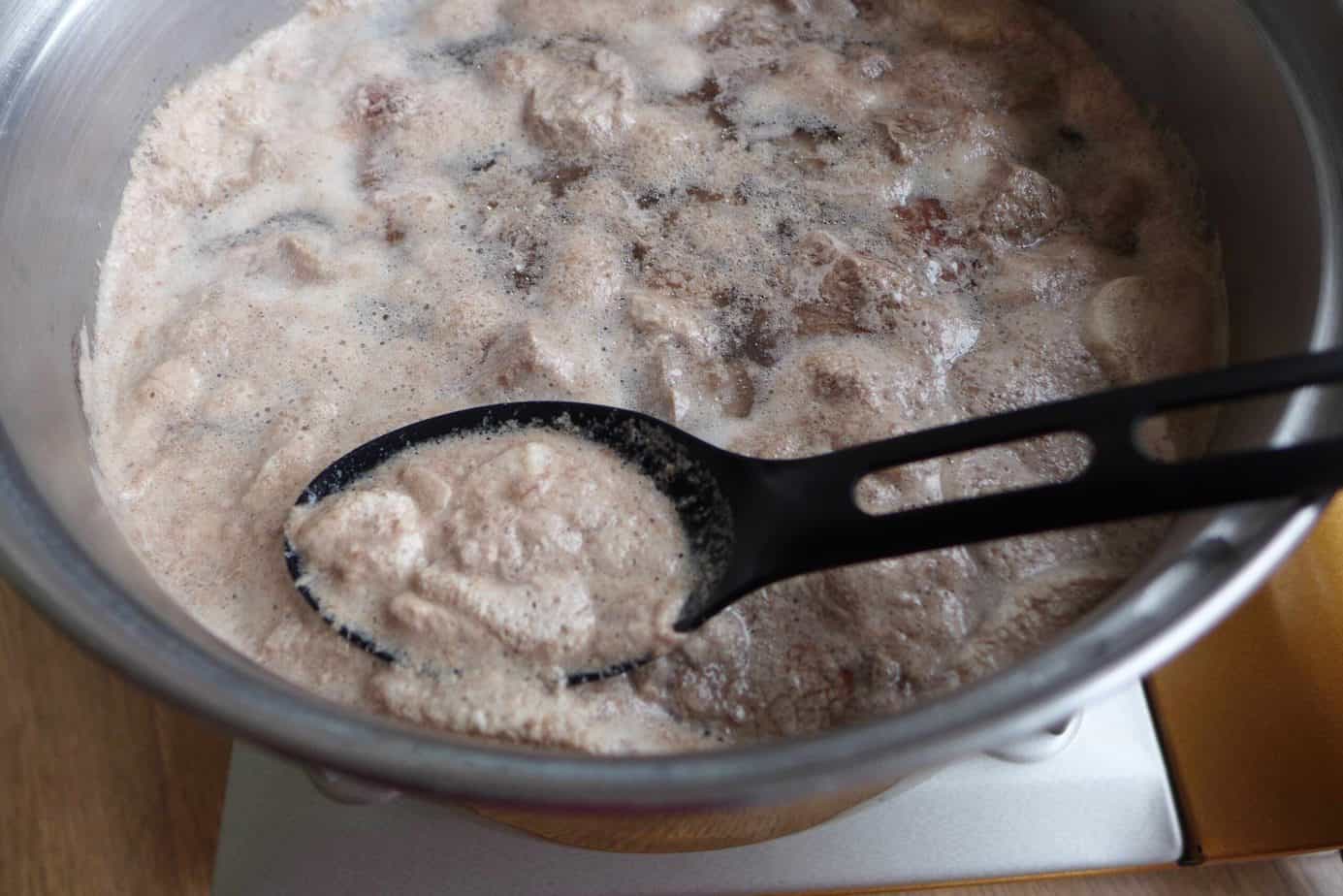 skim off the froth when blanching beef