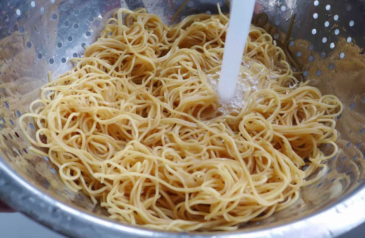 rinse noodles.