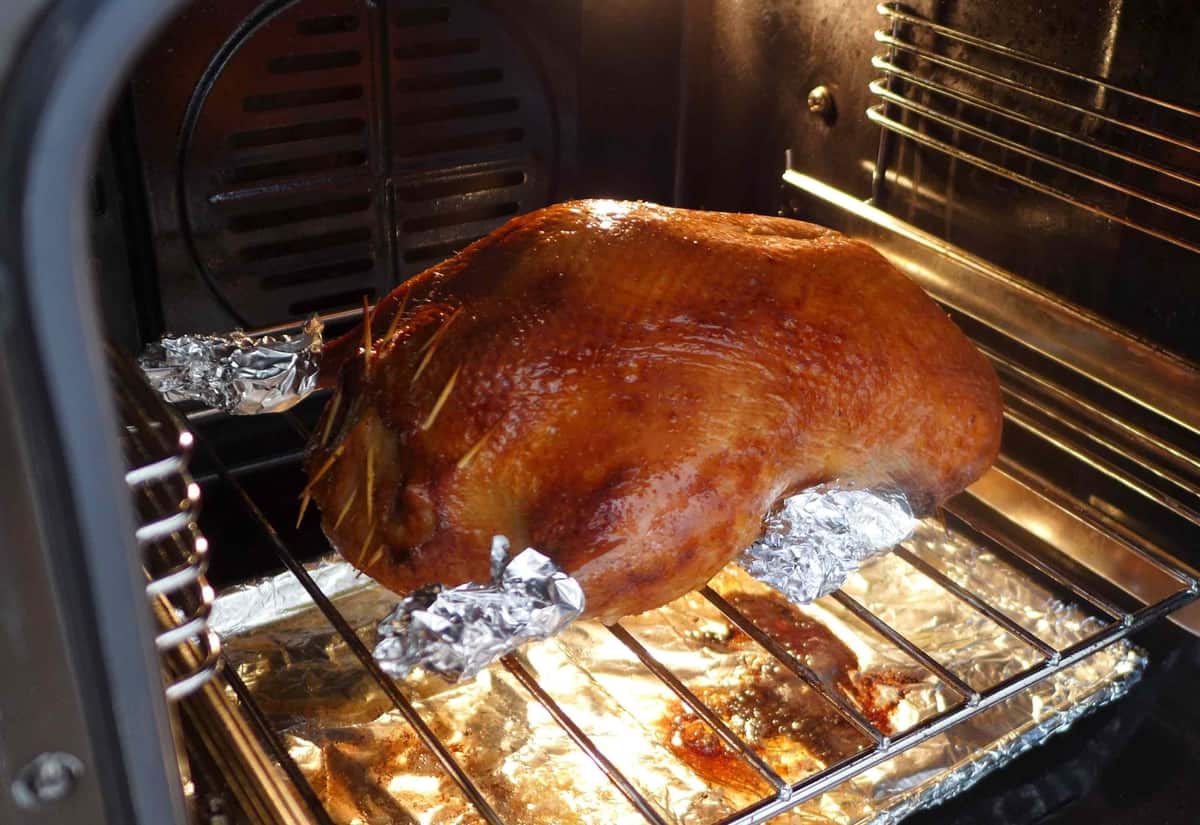 roast Peking duck in an oven