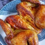 roast five spice chicken with overlay text that says five spice chicken