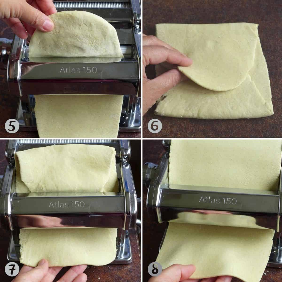 passing dough though a pasta roller