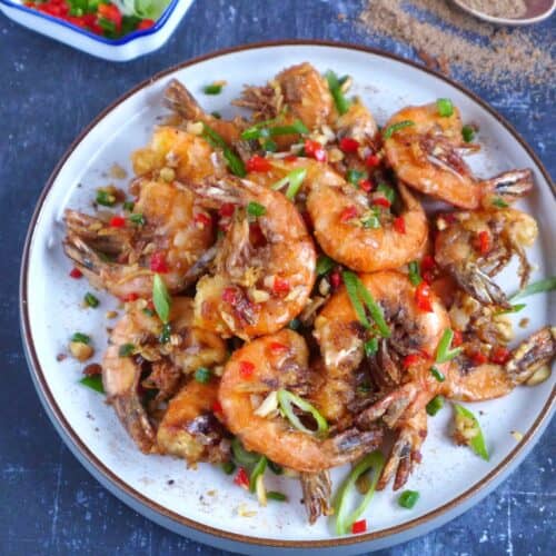 A plate of Chinese salt and pepper shrimp