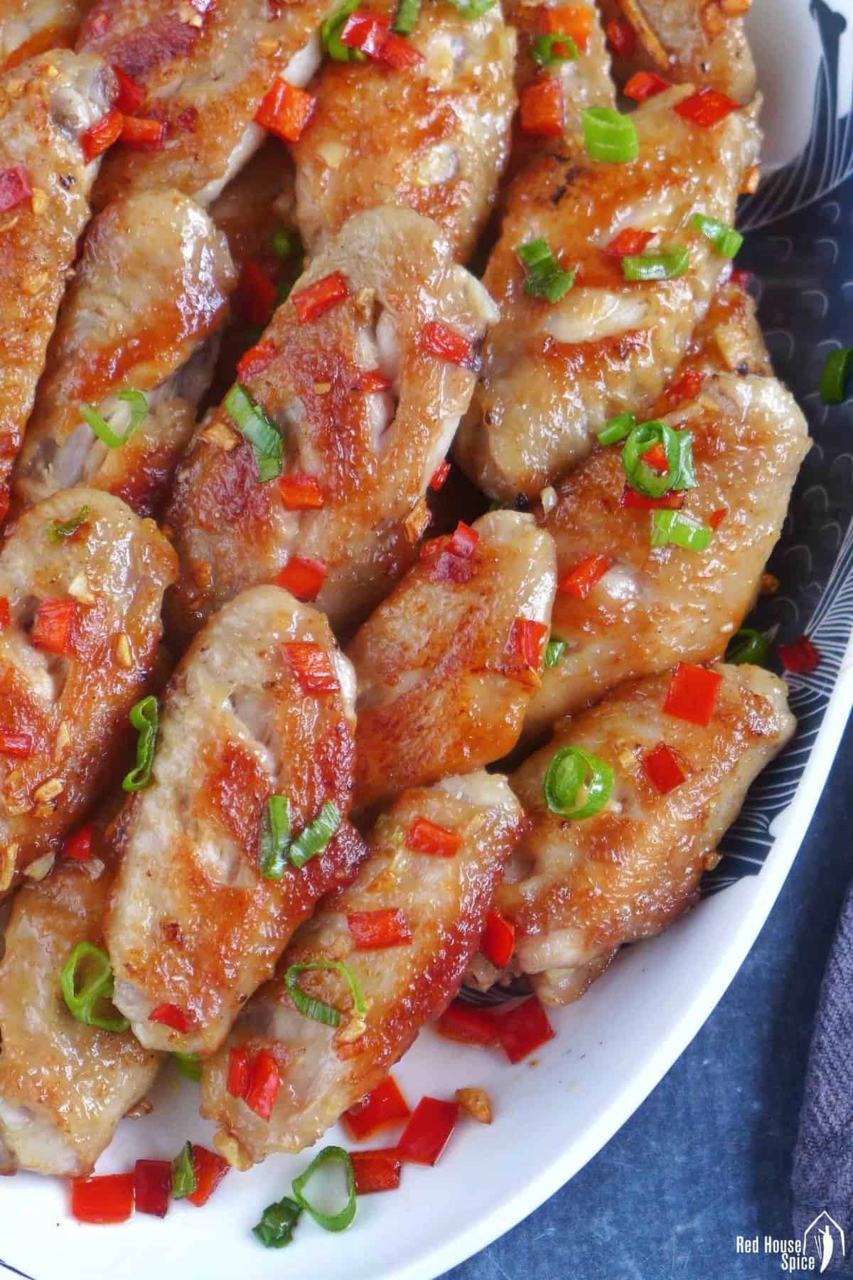 chicken wings with salt and pepper seasonings.