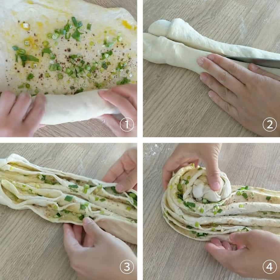 Shape a scallion bread