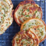 thick and thin scallion pancakes with overlay text that says scallion pancakes