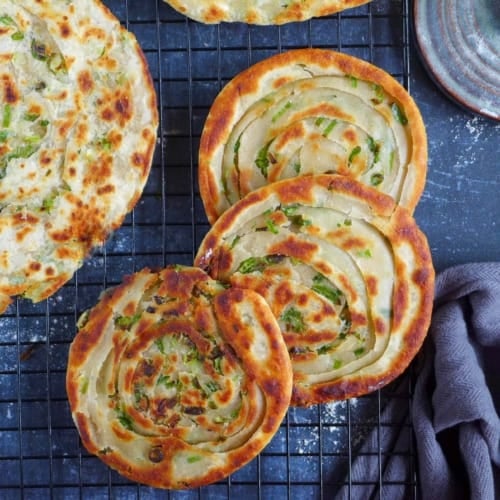 crispy, flaky scallion pancakes