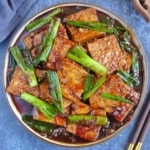 scallion tofu in a plate.