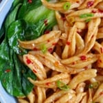 Scissor cut noodles with overlay text that says Scissor cut noodles