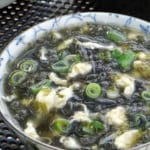 egg drop soup with seaweed.