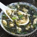 egg drop soup with seaweed.